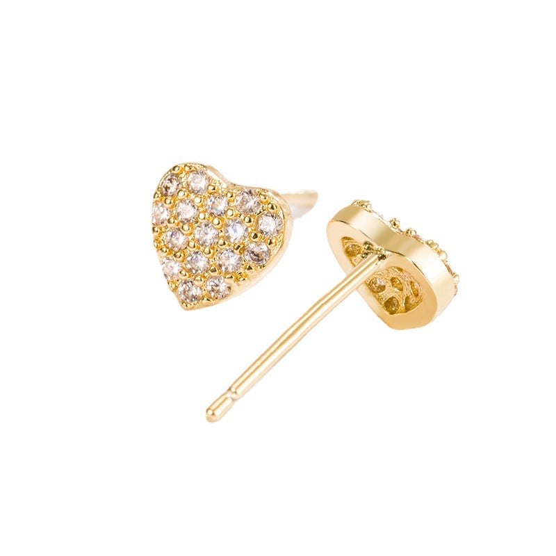 Women's Style Rhinestone Love Heart Elegant Small Fresh Earrings