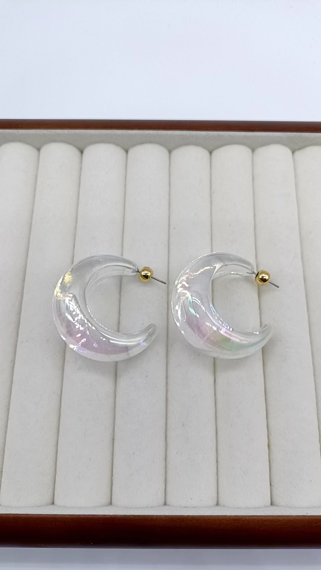 Orange Crescent Acrylic Design Simple High Sense Rings