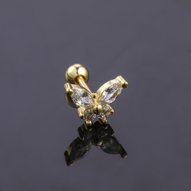 Men's Steel Piercing Ornaments Fashion Simple Butterfly Inlaid Earrings