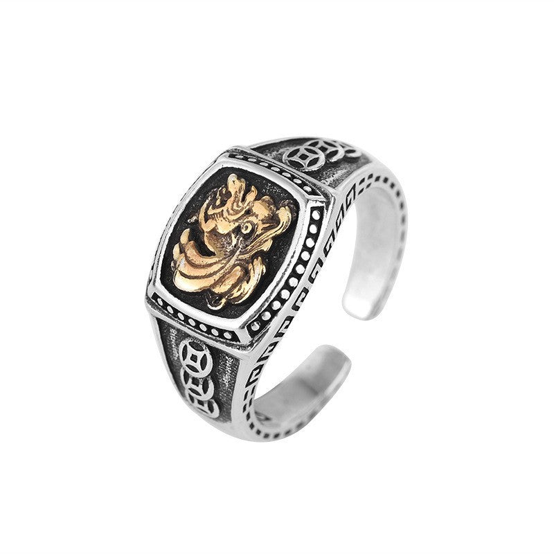 Men's Wing Trendy Vintage Thai Sier Niche Opening Adjustable Design Rings