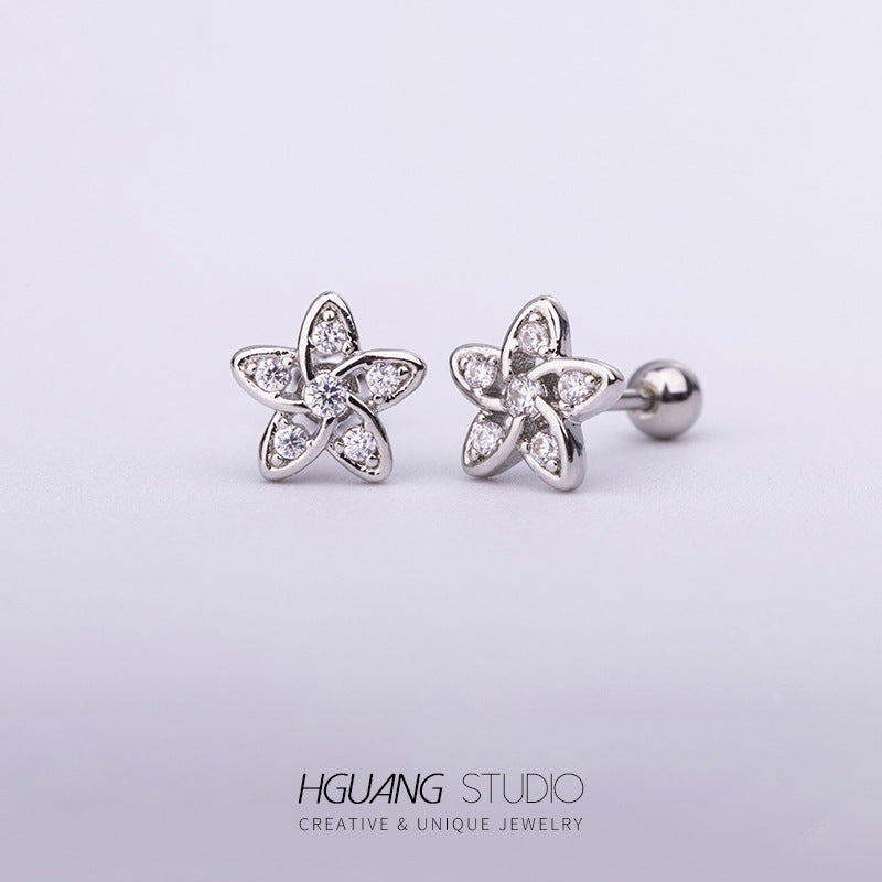 Steel Ear Bone Spider Cross Screw Twist Earrings