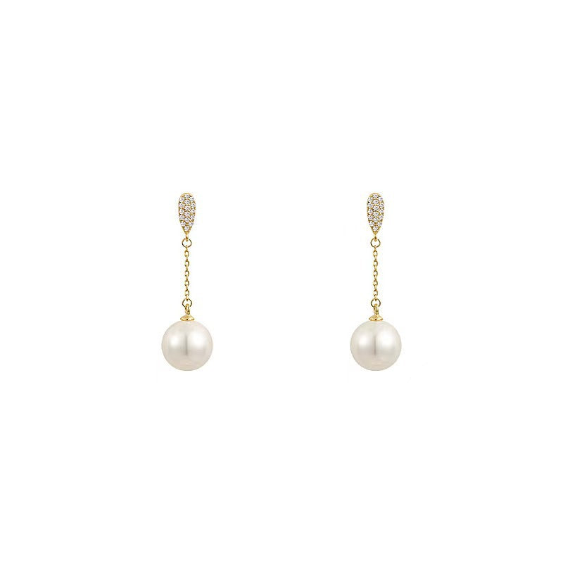 Women's Perfect Circle Pearl Tassel High-grade Elegant Korean Style Earrings