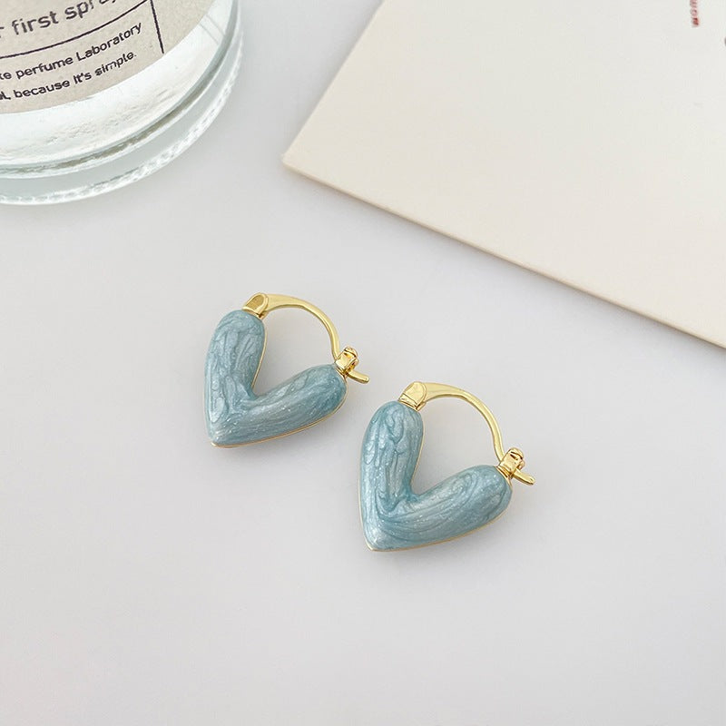 Love Heart Shape Female Design Unique Temperament Ear Earrings