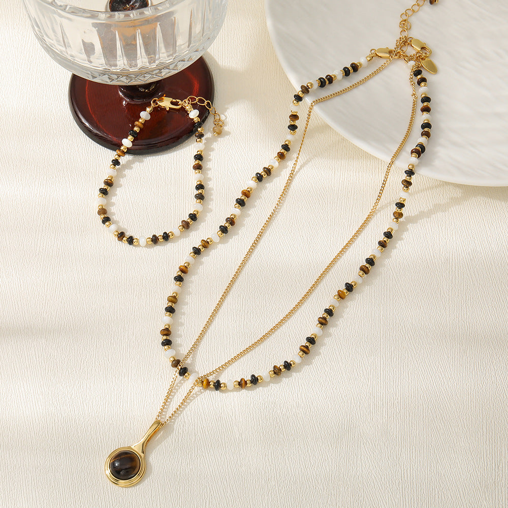 Tigereye Beaded High-grade Agate Mild Luxury Retro Clavicle Necklaces