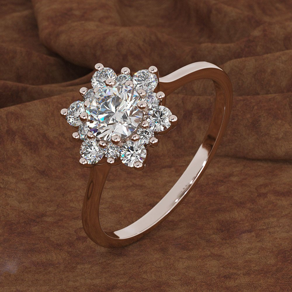 Hexagonal Fashion Simple Rose Gold Snowflake Rings