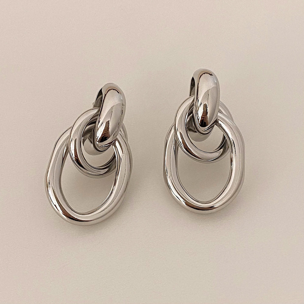 Simple High Sense Metal Personality Commuter Geometry Fashionable Temperamental Stud Earrings