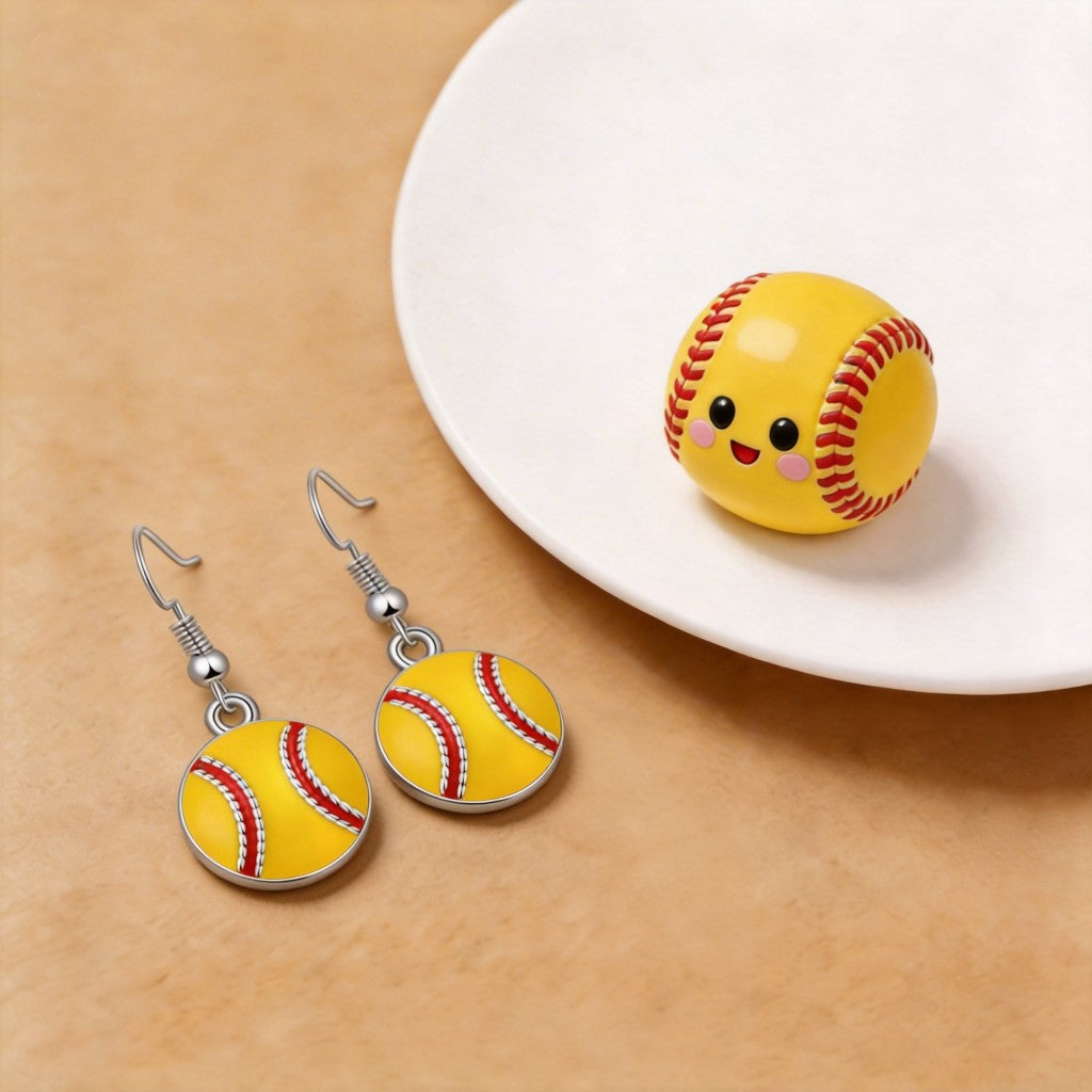 Alloy Dripping Oil Ear Hook Style Personality Commemorative Gift Football Earrings