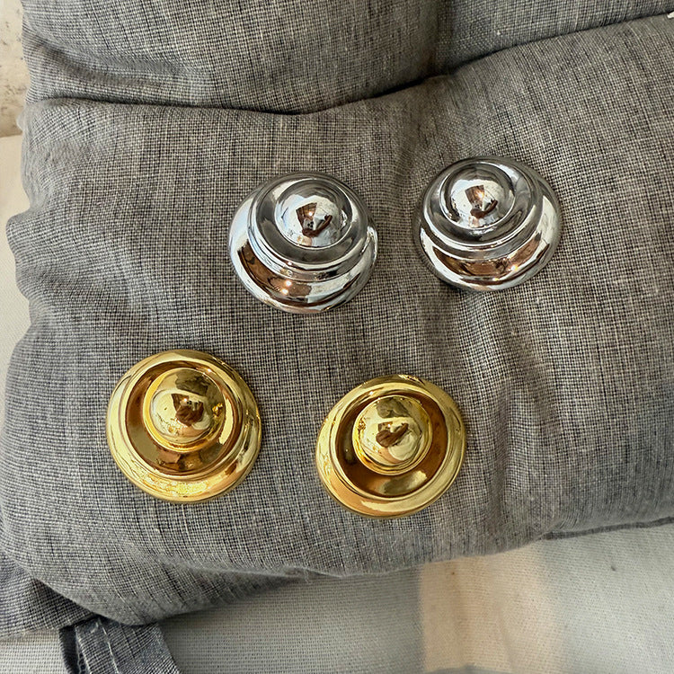 Women's Gold Brass Threaded Circle Round Special Interest Light Earrings