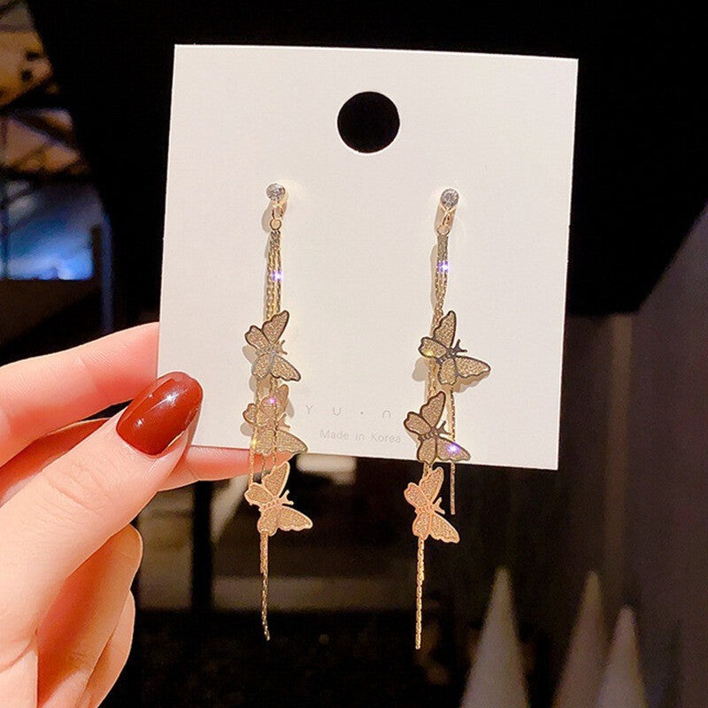 Women's Needle Elegant Long Tassel Thin Effect Earrings