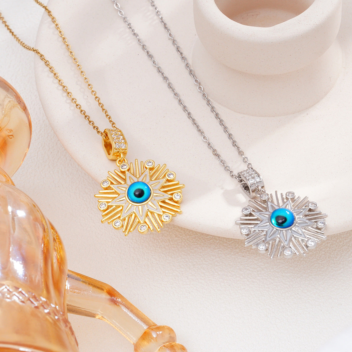 Women's Gold Turkish Devil's Eye Niche Titanium Necklaces