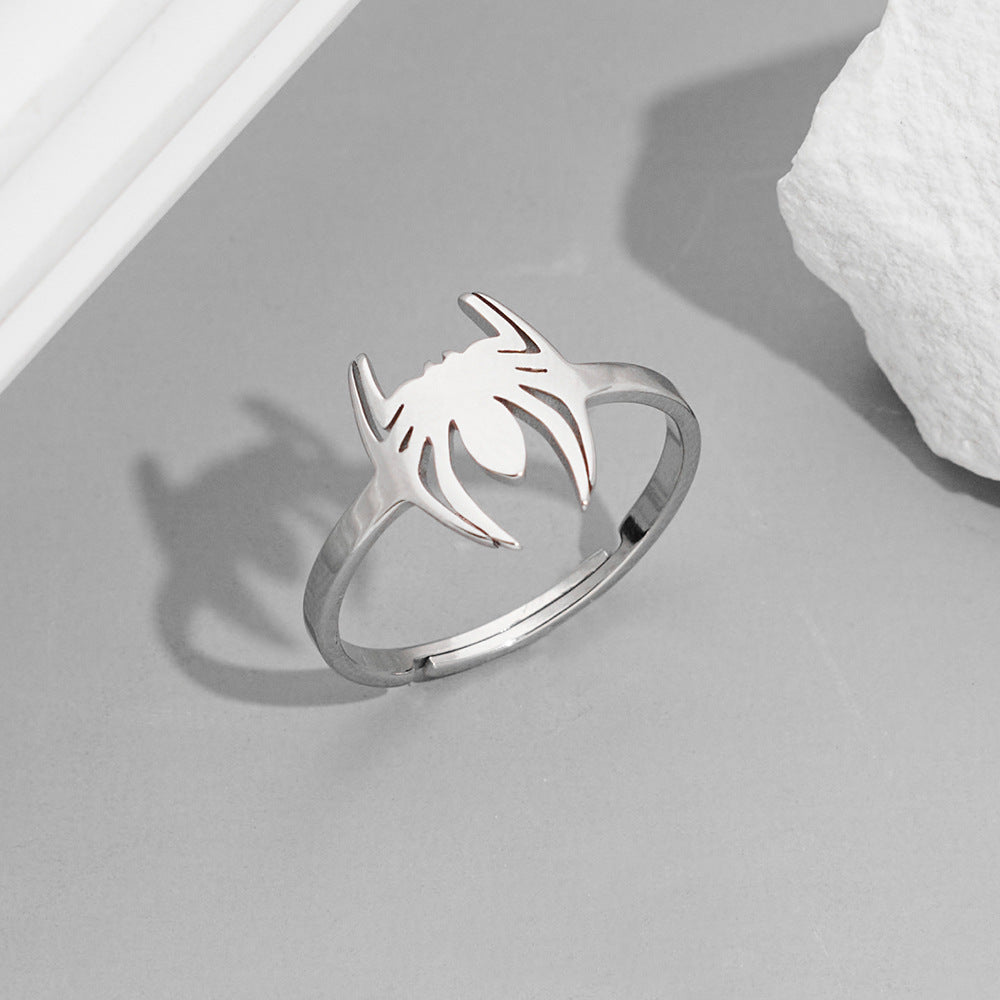 Fashion Couple Stainless Steel Spider Web Butterfly Bird Rings