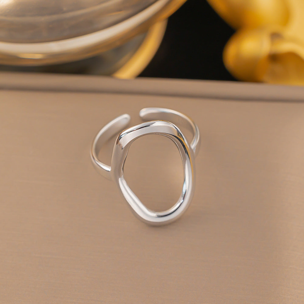 Steel Color Fashion Stainless Simple Geometric Rings