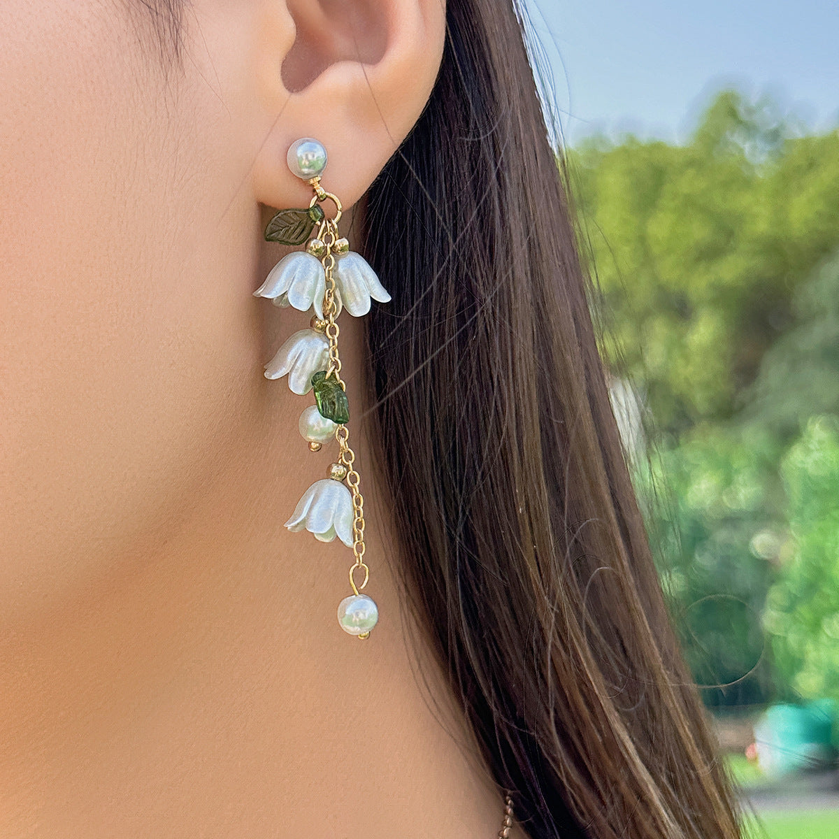 Sweet Fresh Lily Tassel Imitation Pearl Rings