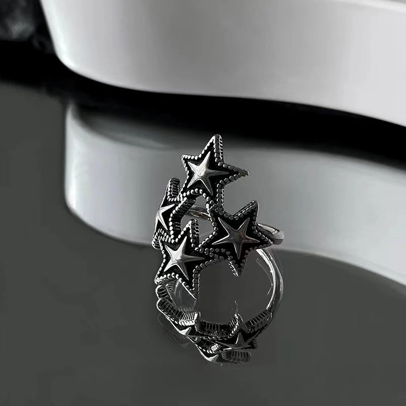 Gift Vintage Hollow Stars Carved Sun Moon Sier Rings