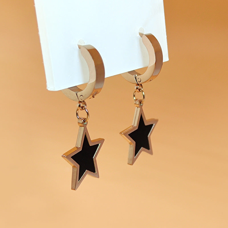 Women's Fashion Rose Gold Titanium Steel No Earrings