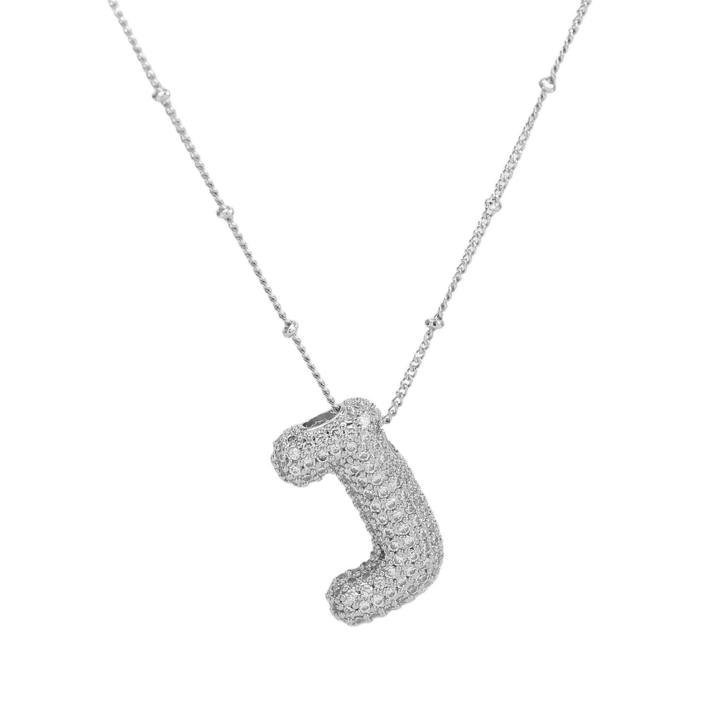 Women's Brass Zircon Bubble Balloon Letter Chubby Necklaces