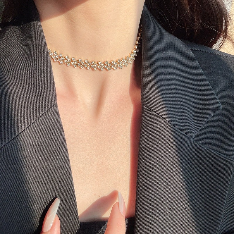 Women's Full Diamond Trendy Personality Clavicle Chain Necklaces