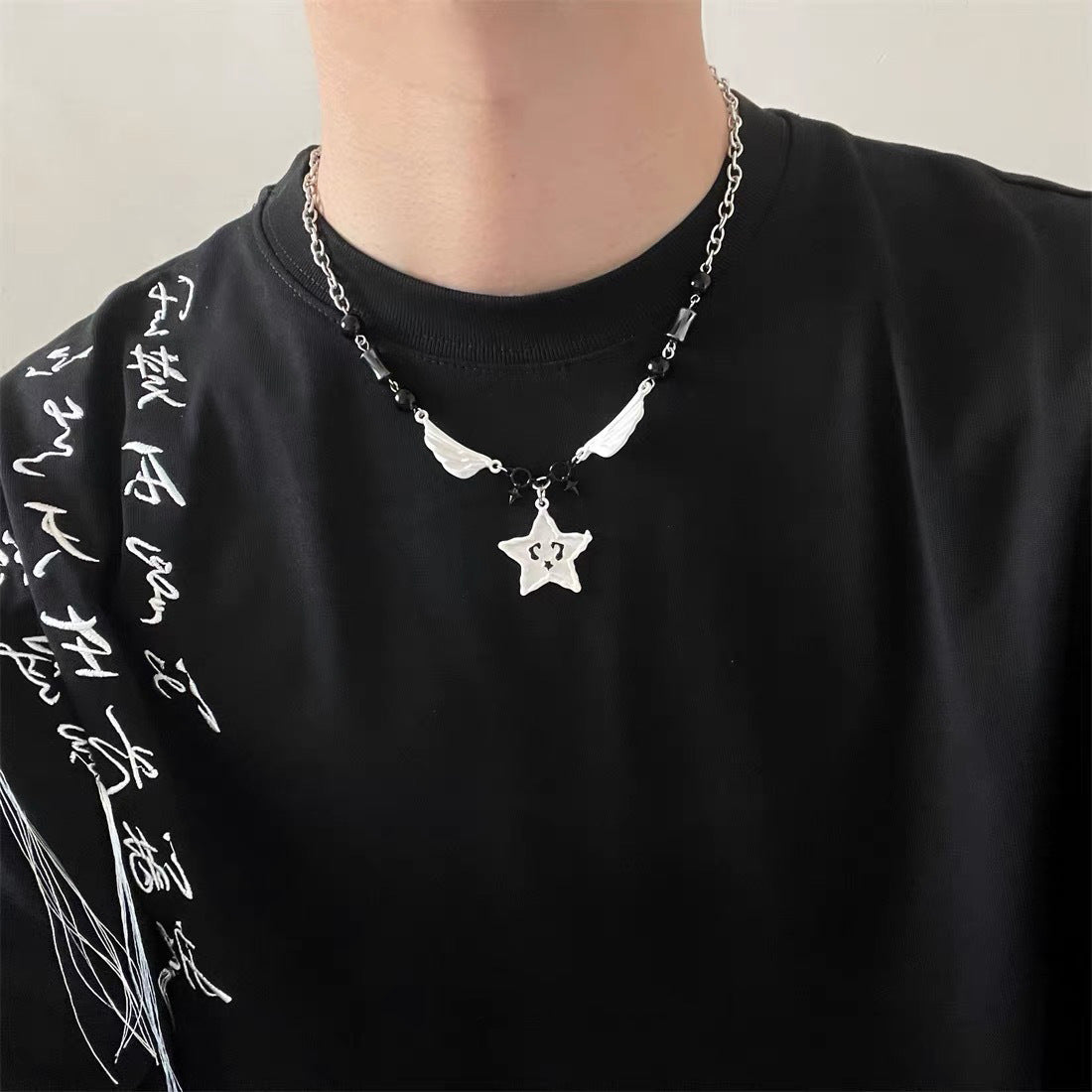 Onyx Stars Street Boys Design High-grade Clavicle Necklaces