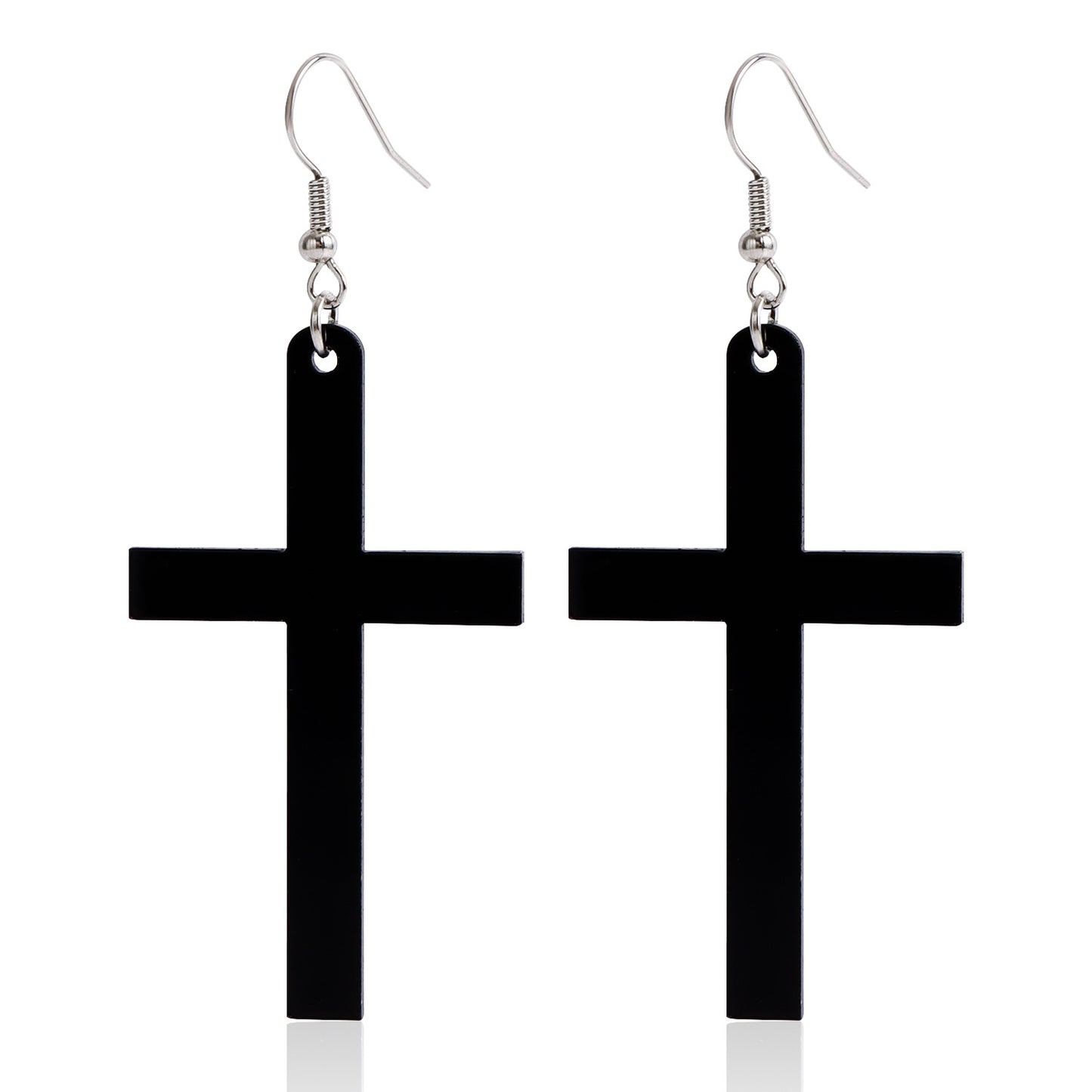 Ornament Vintage Black Resin Cross Long Earrings