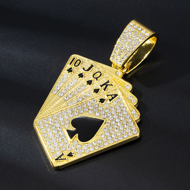 Single Playing Card Big Buckle With Pendants