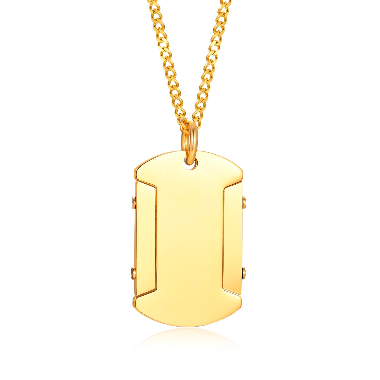 Men's Logo Stainless Steel Personalized Tag Square Pendants