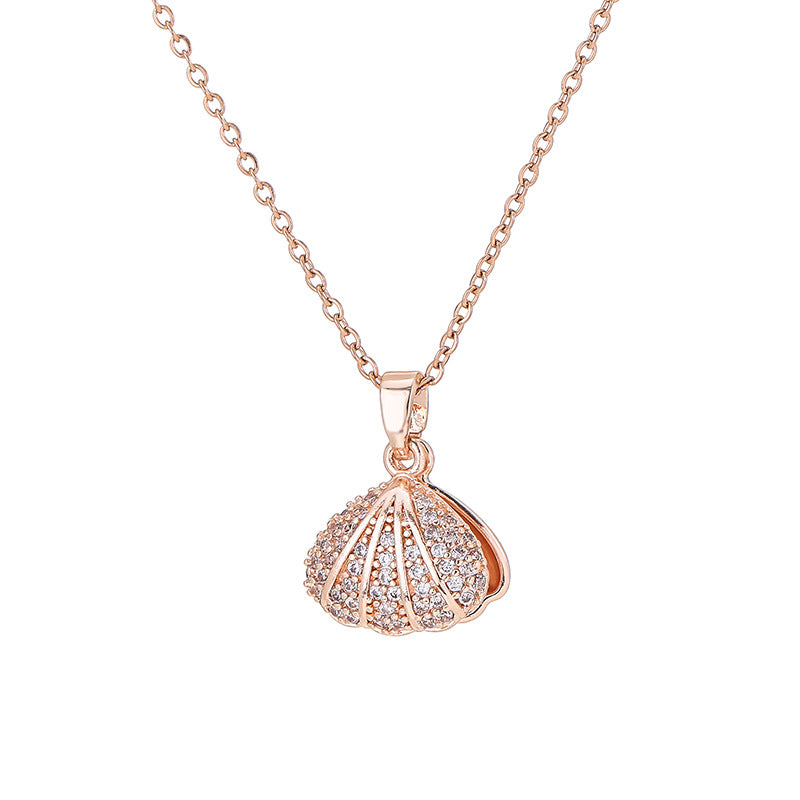 Gold Shell Pearl Does Not Fade Diamond Inlaid Necklaces