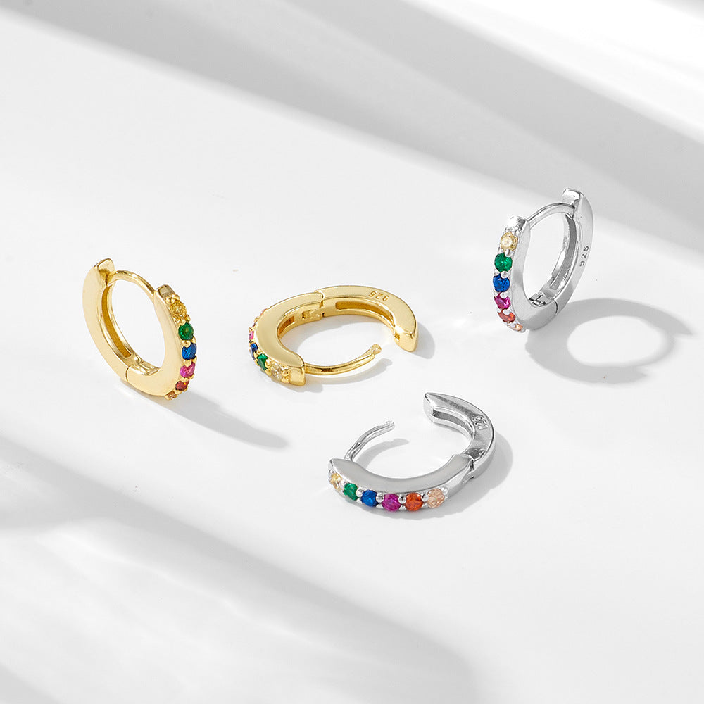 Women's Sier Round Color Zircon For Special Interest Earrings