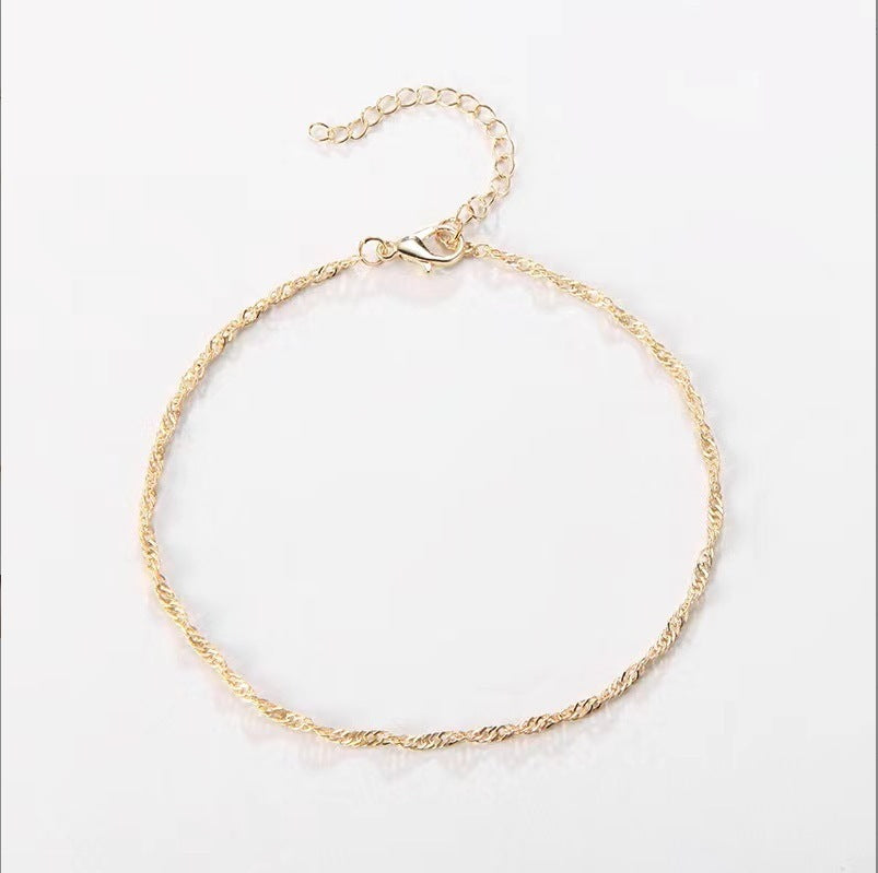 Women's Minimalist Choker Simple Water Wave Chain Necklaces
