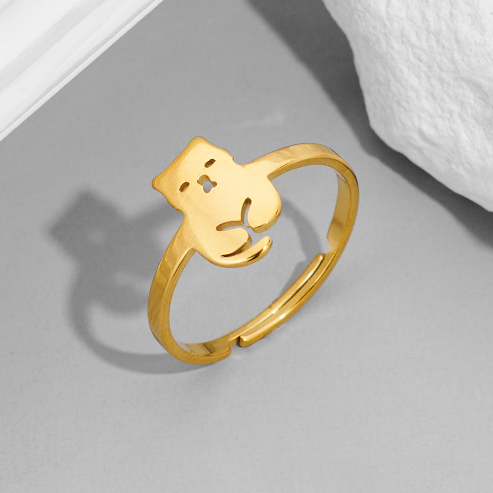 Fashion Couple Stainless Steel Spider Web Butterfly Bird Rings