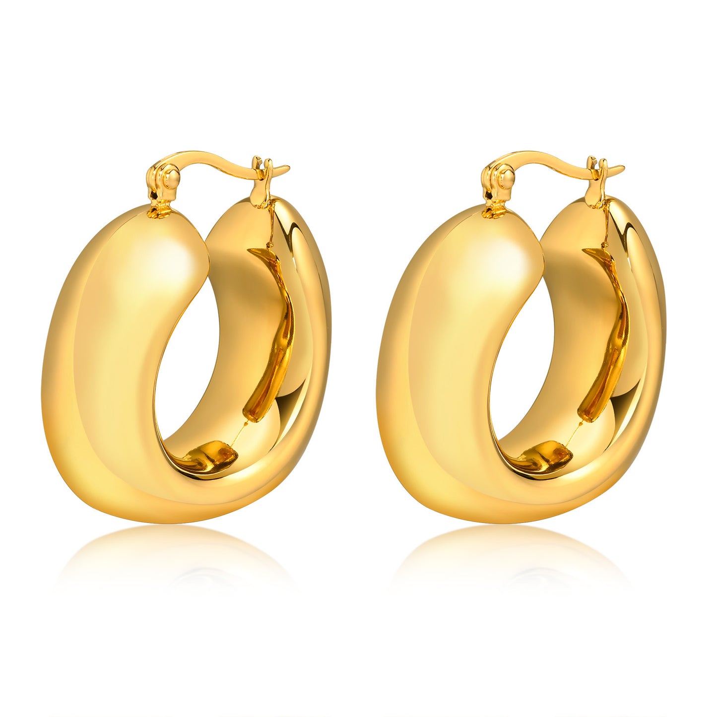 Women's Ornament Titanium Steel Hollow Chubby Exaggerated Earrings
