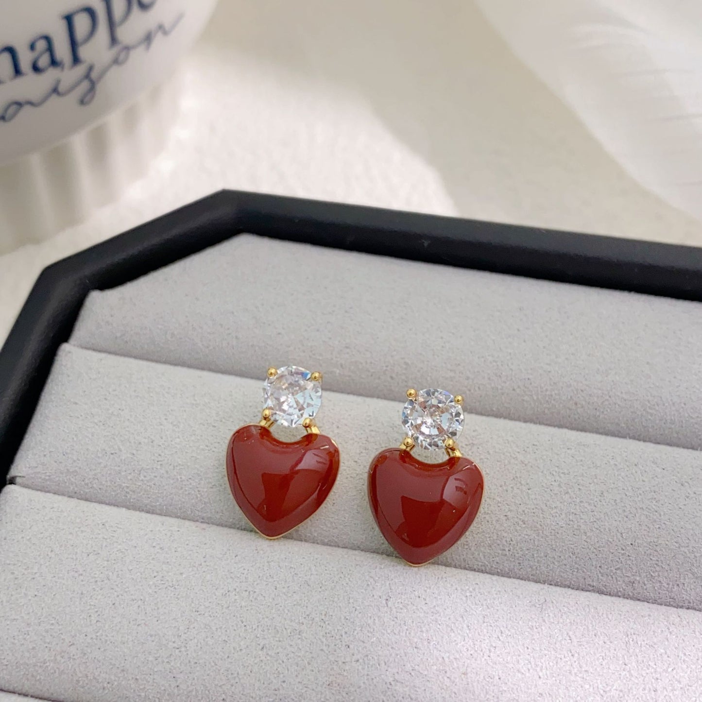 Women's French Retro Red Enamel Drip Glazed Earrings