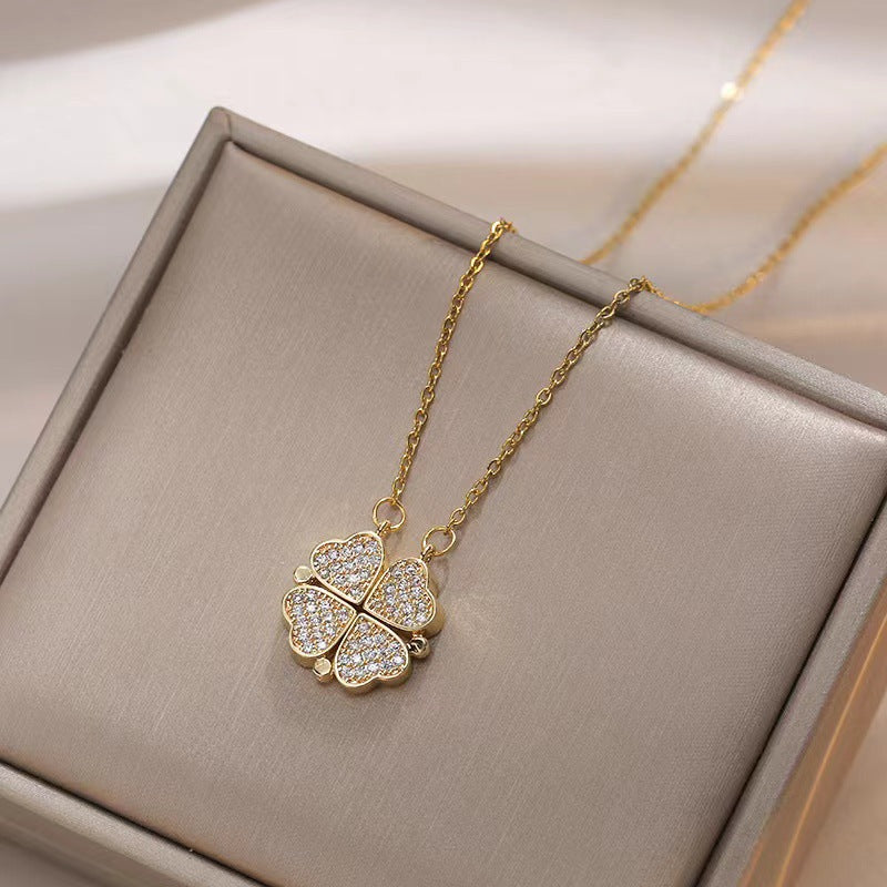 With Hearts Four-leaf Flower Love Deformation Design Necklaces
