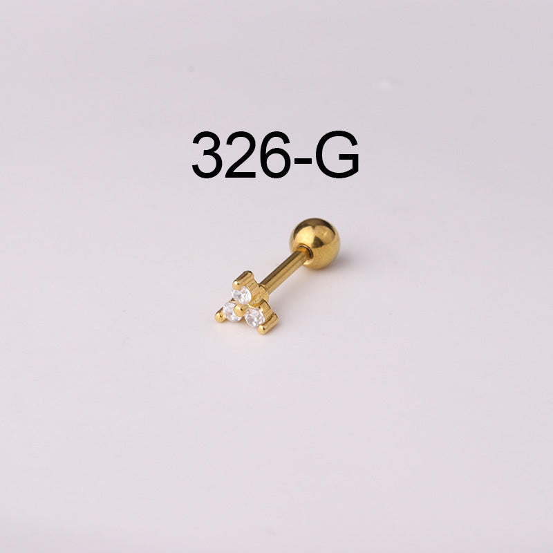 Stainless Steel Thick Pen Piercing Simple Zircon Ear Bone Fashion Rings
