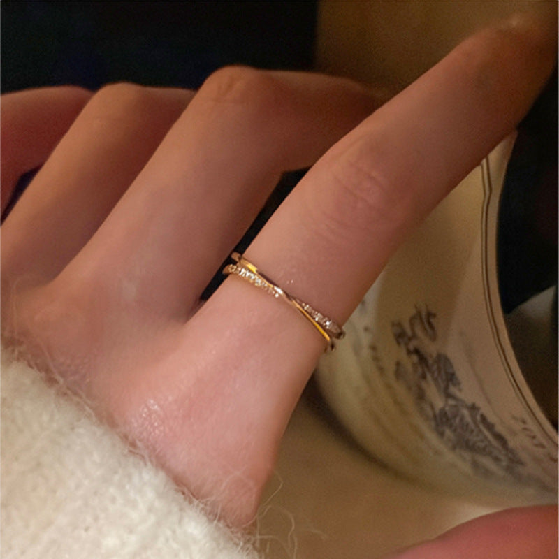 Minimalist Refined Zircon Cross Female Personality High-grade Light Luxury Rings
