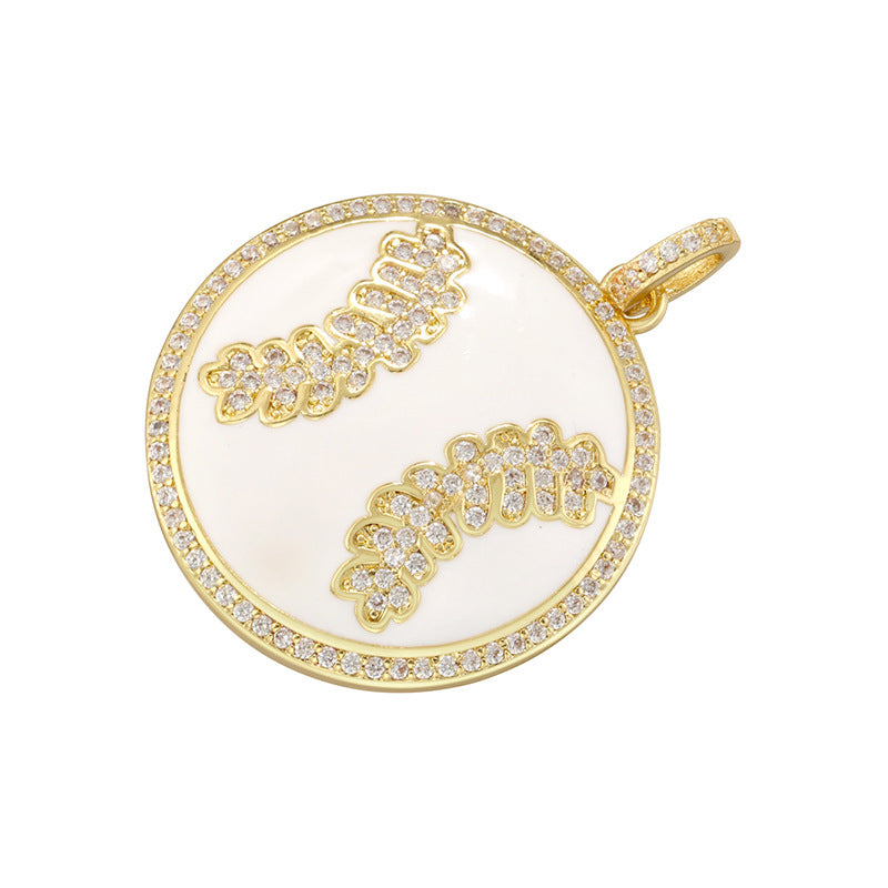 Colorful Oil Round Rugby Basketball Niche Pendants