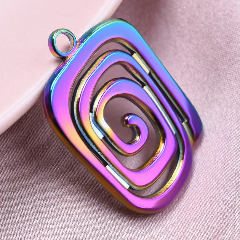 Steel Spiral Square Ornaments Accessories Handmade Necklaces