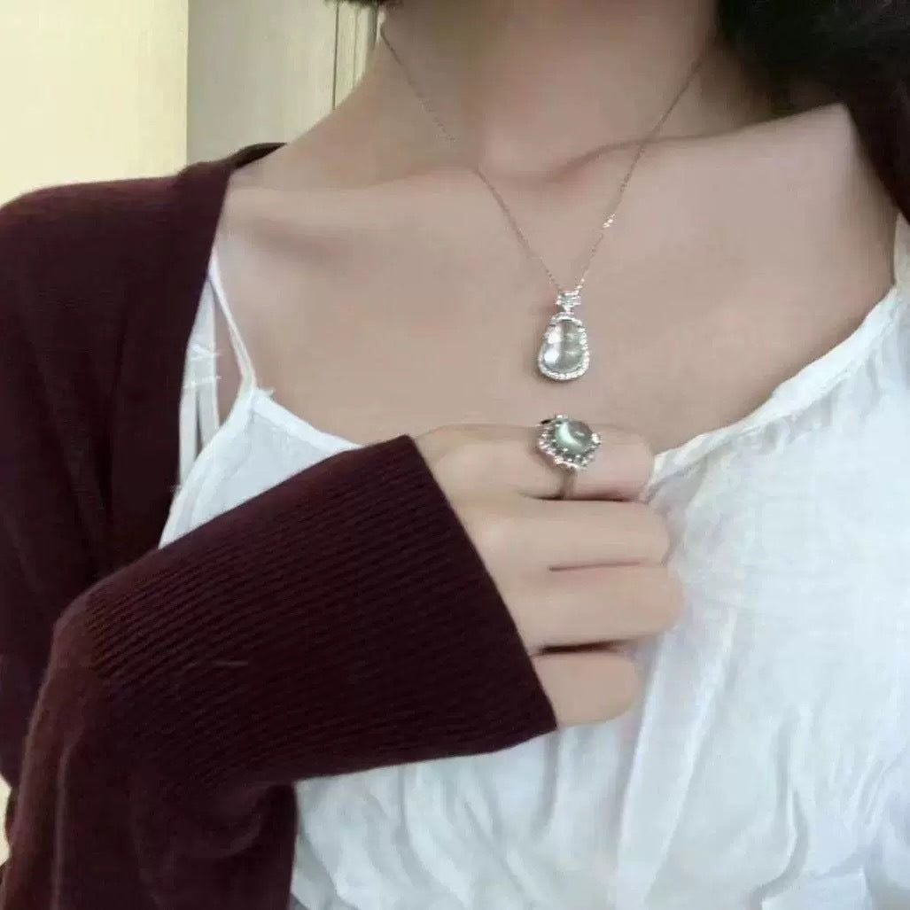 Women's Ultimate Sterling Sier Natural Jade Gourd Necklaces