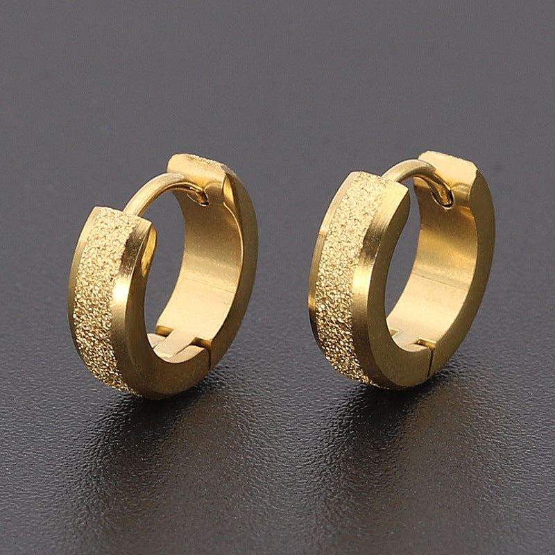 Men's Pressed Sand Bright Surface Frosted Gold Clip Circle Ear Buckle