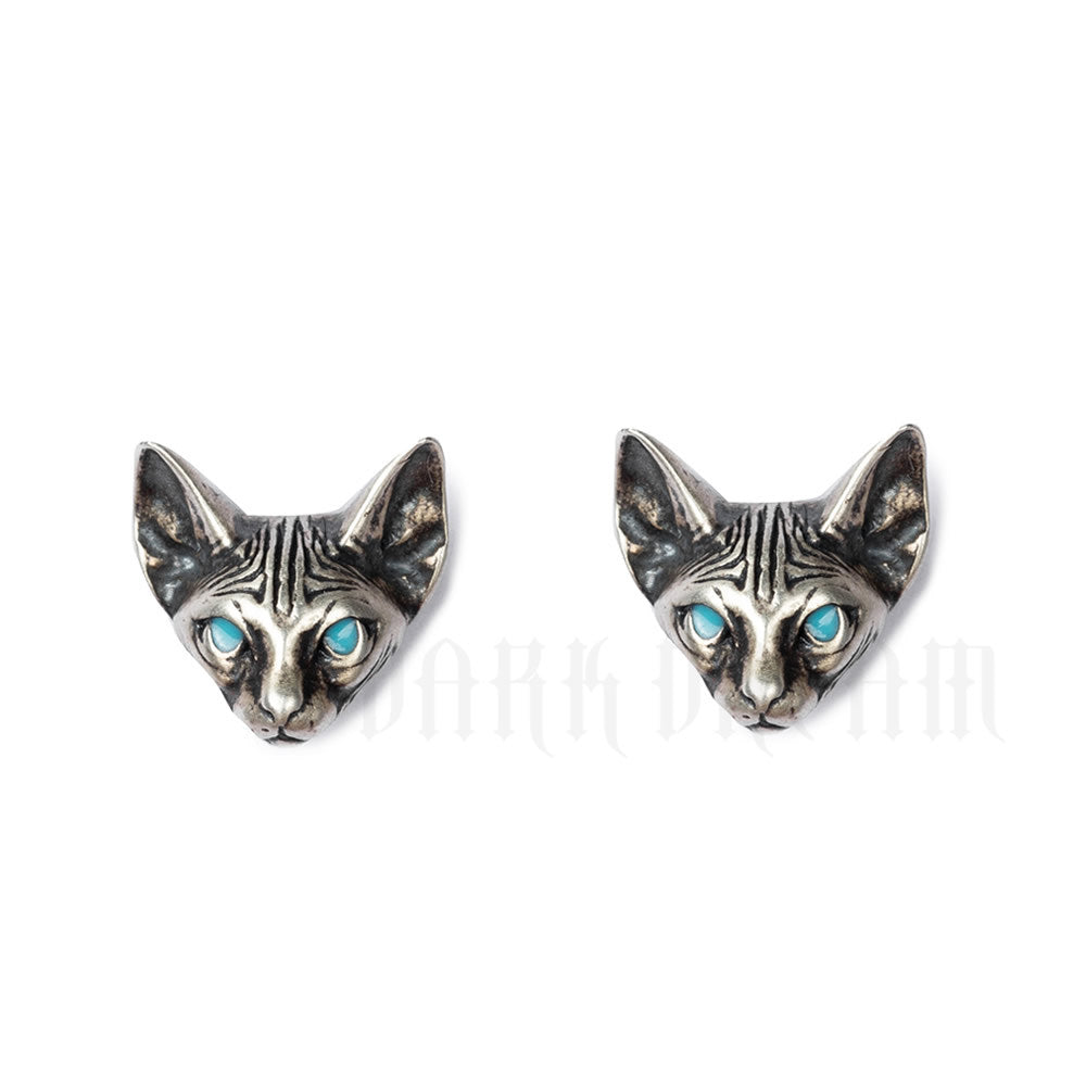 Women's & Men's Night Sterling Sier Kitten Ear Cat Earrings