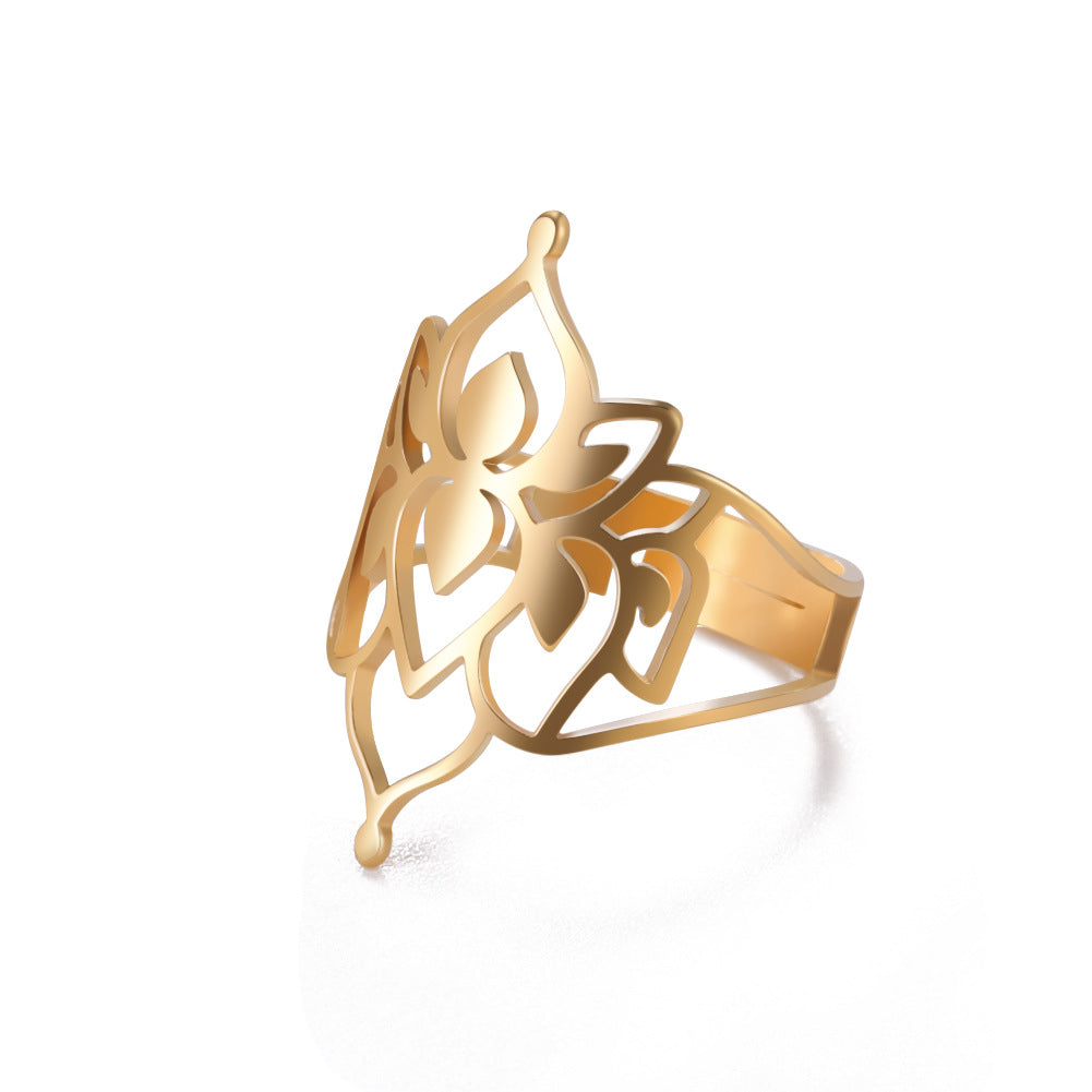 Women's Adjustable Stainless Steel Sacred Geometric For Charm Rings