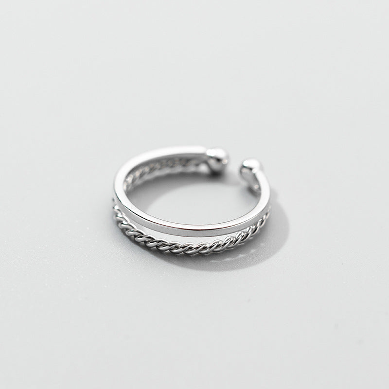 Women's Sier Korean Style Fresh Simple Opening Twist Rings