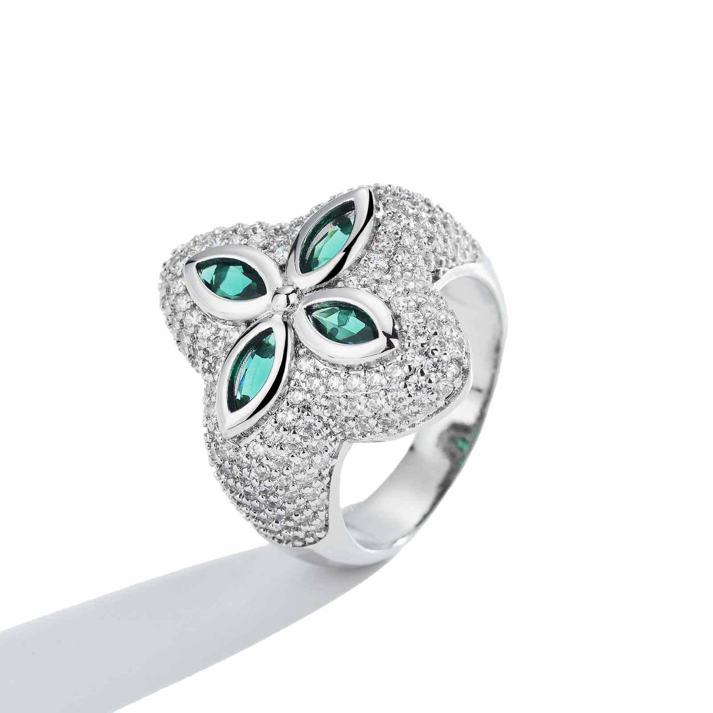 Clover Zircon High Sense Hip Hop Trend Full Rings