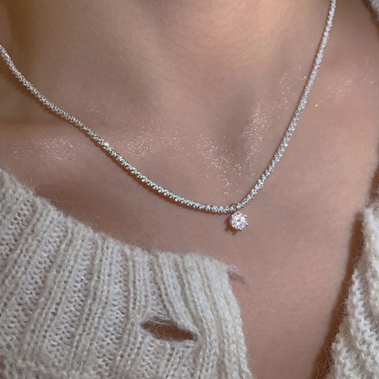 Sier Starry Female Summer Light Luxury Minority Sparkling Necklaces