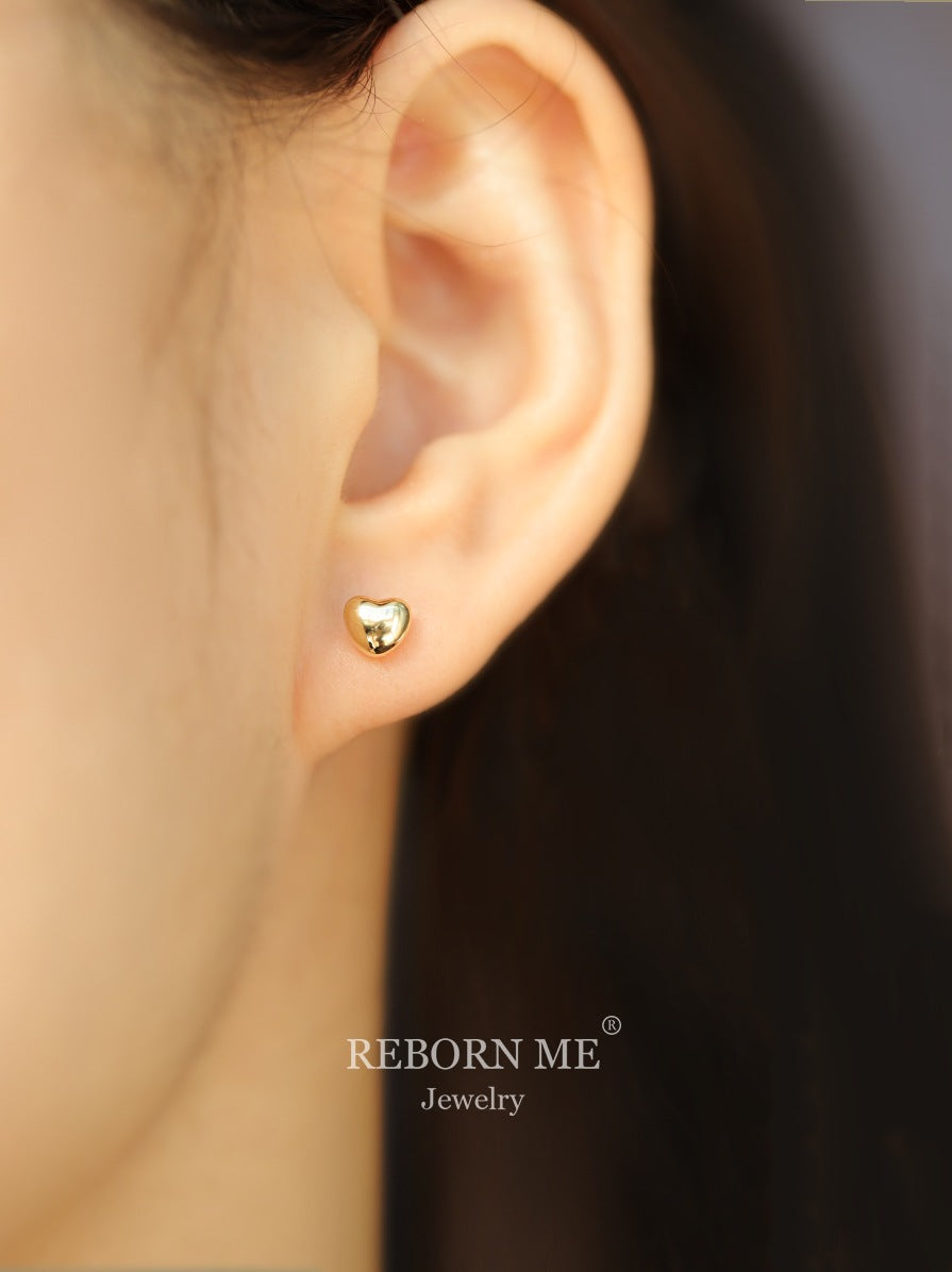 Women's Sier Gold-plated Heart-shaped Three-dimensional For Compact Temperamental Earrings