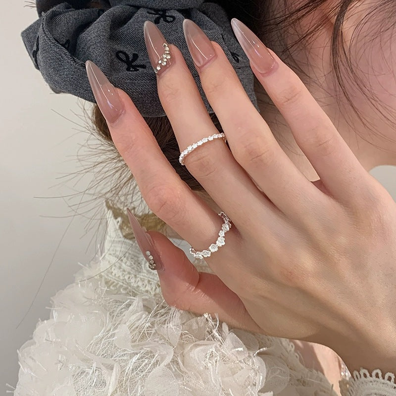 Light Luxury High-grade Korean Sweet Dignified Flowers Forefinger Rings