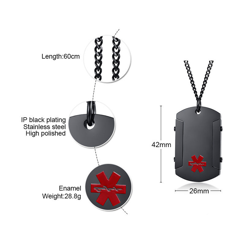 Men's Logo Stainless Steel Personalized Tag Square Pendants