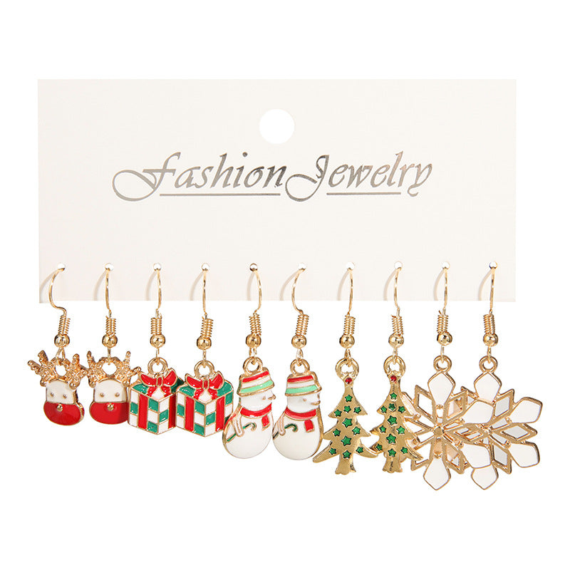 Pairs Suit Red Green Color Matching Earrings