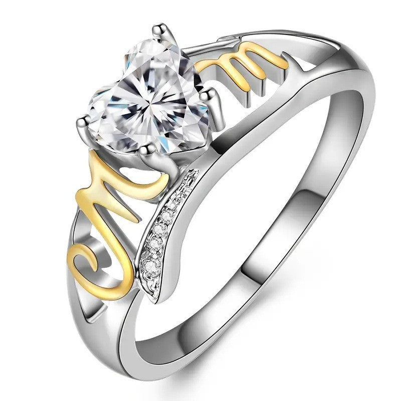 Electroplated Heart-shaped Zircon Popular Fashion Female Rings