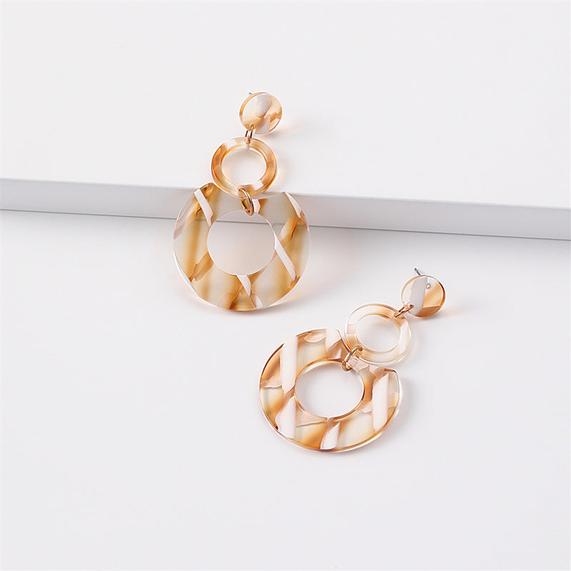 Women's Round Stitching Cellulose Acetate Sheet Texture Earrings
