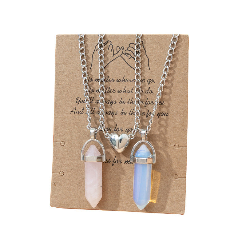 Prism Couple Magnetic Natural Stone Crystal Pendants